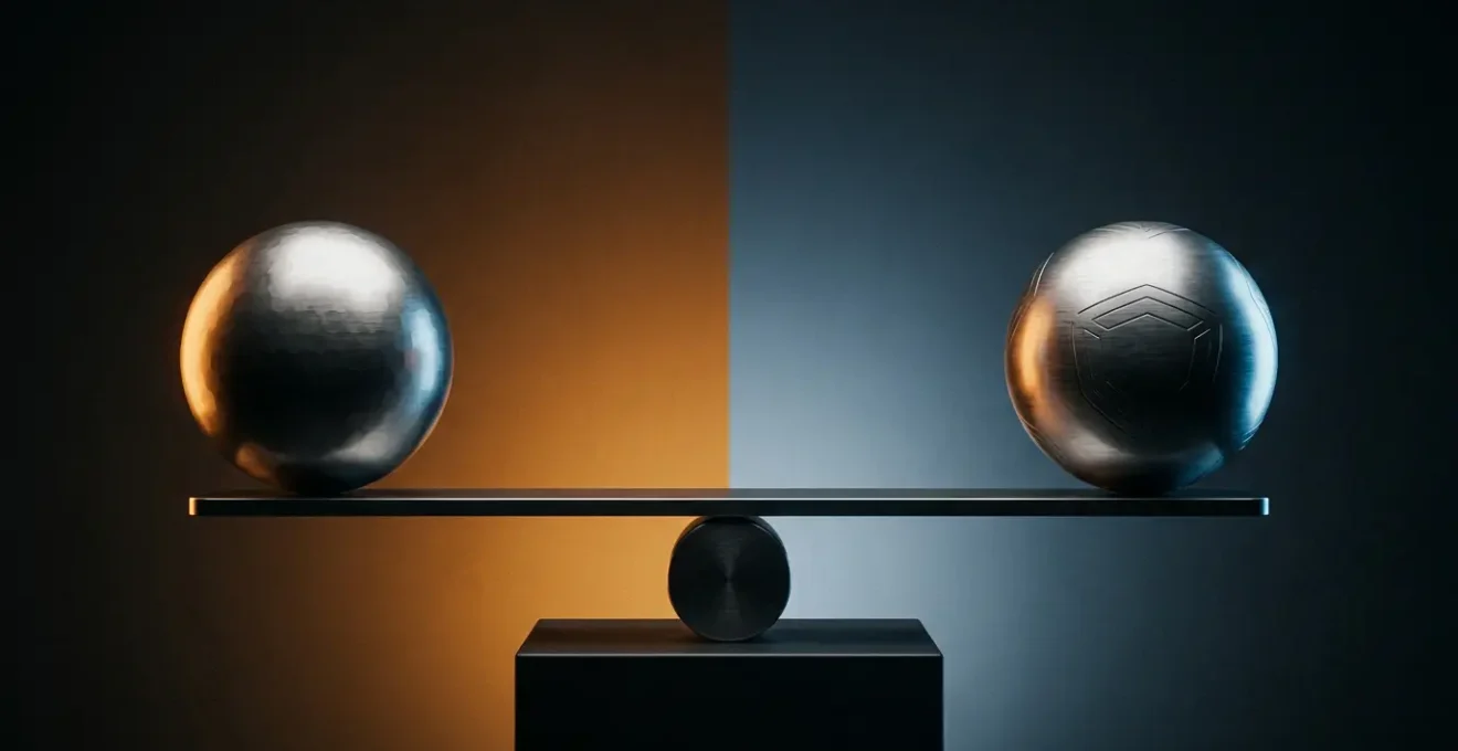 Abstract visual metaphor representing the balance between high cryptocurrency yields and smart contract security risks