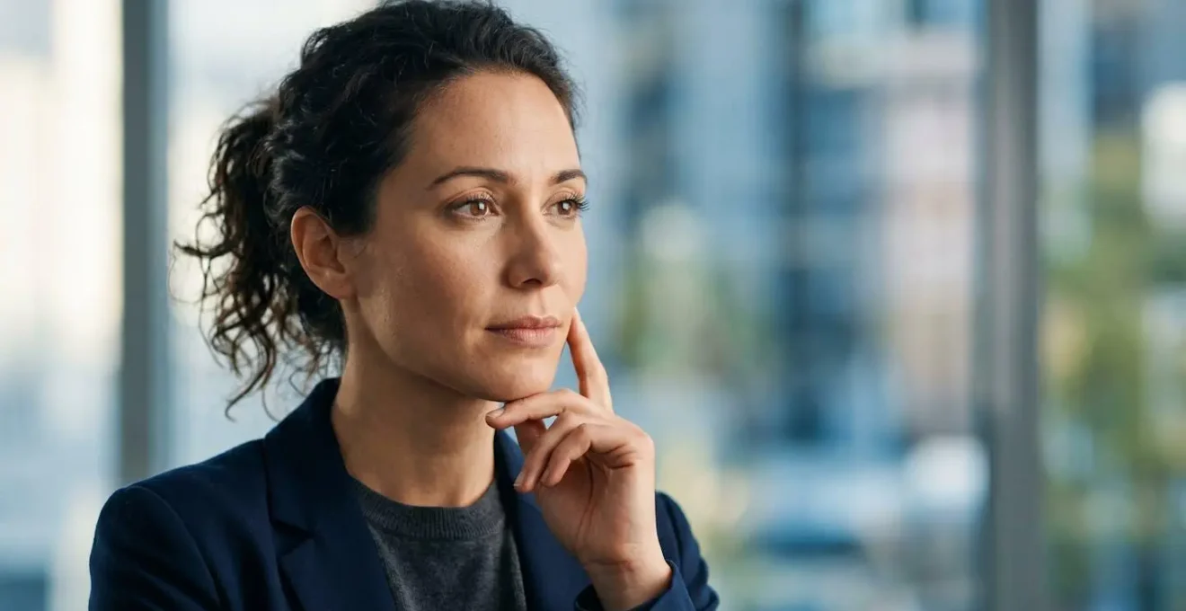 Portrait of focused investor displaying calm decision-making discipline in professional trading environment