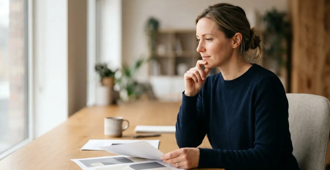 Human-focused photograph depicting thoughtful financial decision-making for cryptocurrency investment strategy