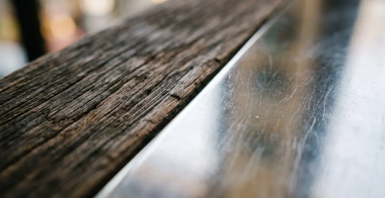 Macro close-up of balanced decision-making represented through abstract architectural elements and natural textures