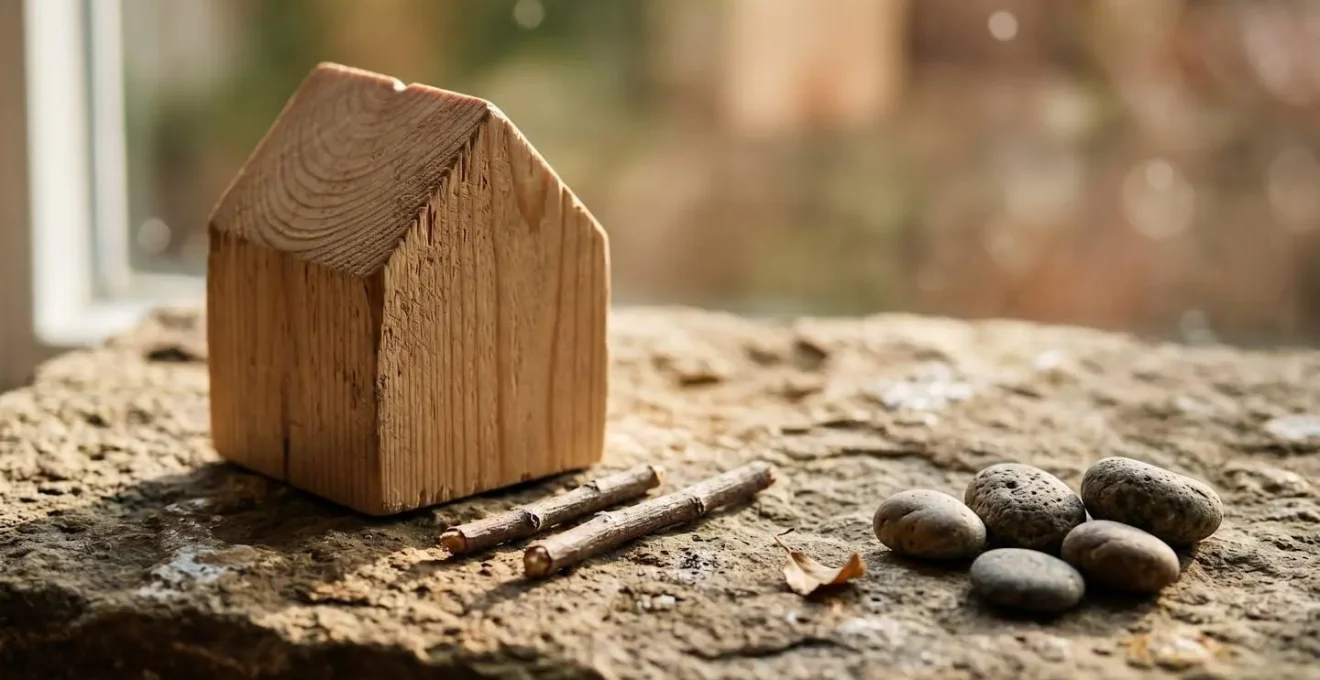 A miniature house model positioned between two sets of scales or measuring tools, symbolizing the challenge of accurate property valuation