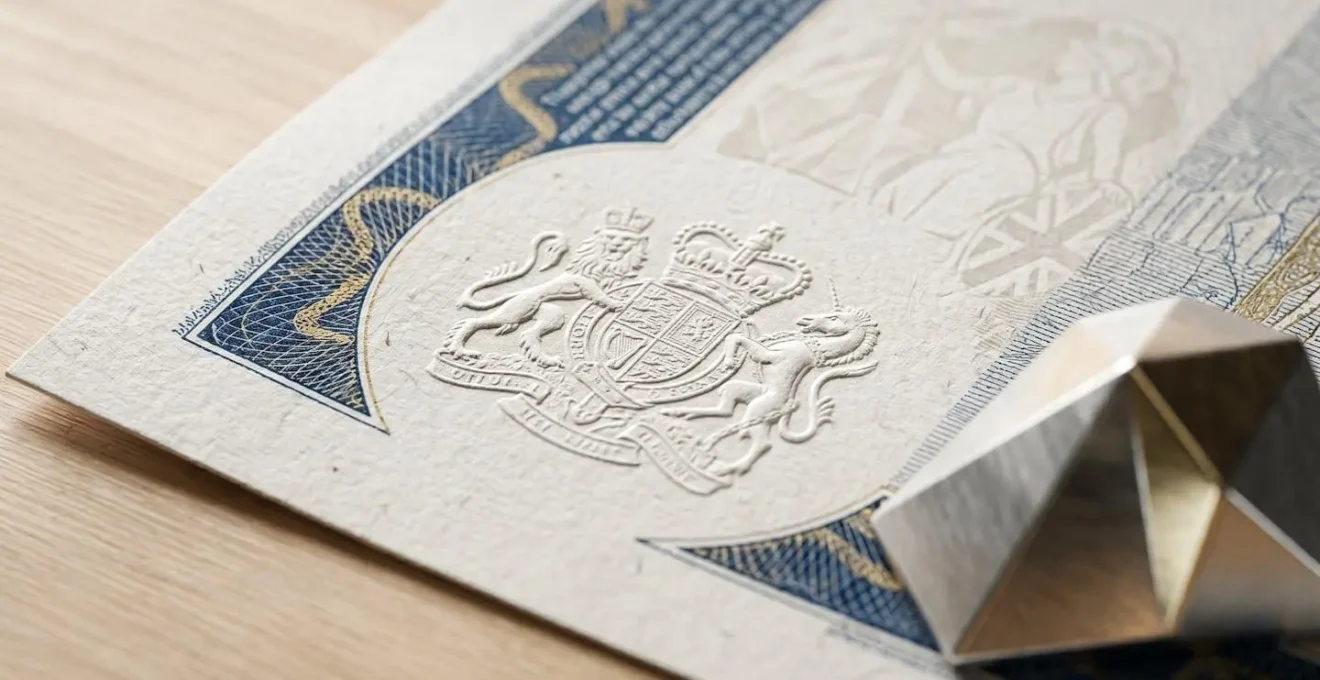 Close-up of official regulatory documentation with subtle blockchain visual metaphor