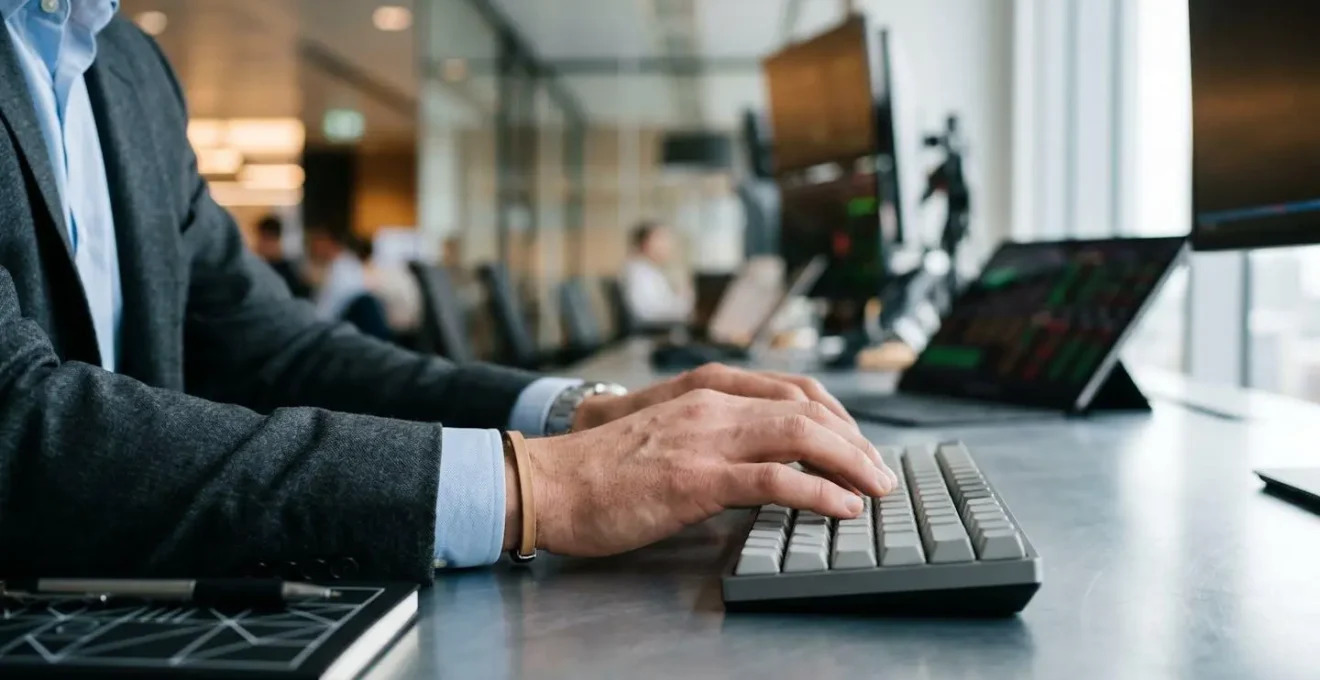 Professional trading desk setup showing systematic volatility strategy implementation