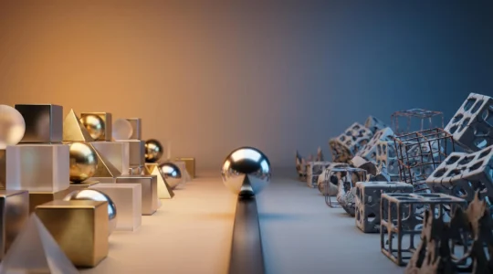 Abstract visualization representing the separation of valuable AI investments from worthless hype through metaphorical visual elements