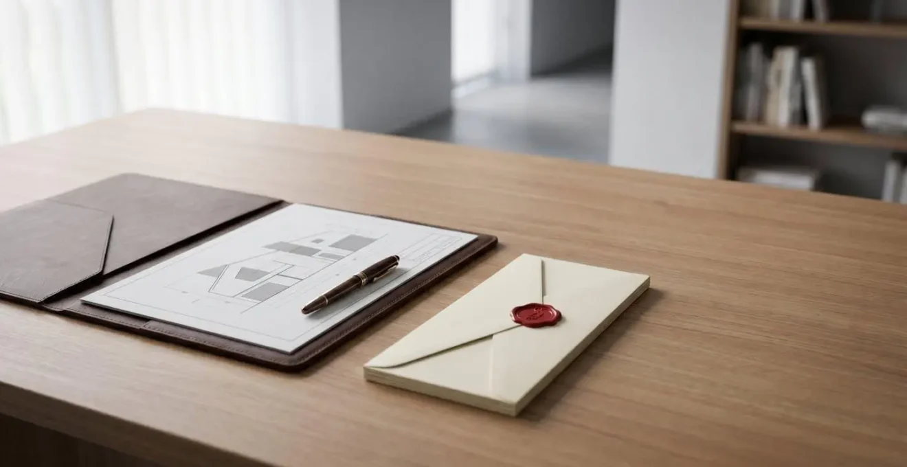 Ambitious entrepreneur with prototype blueprint and investment documents in contemporary workspace